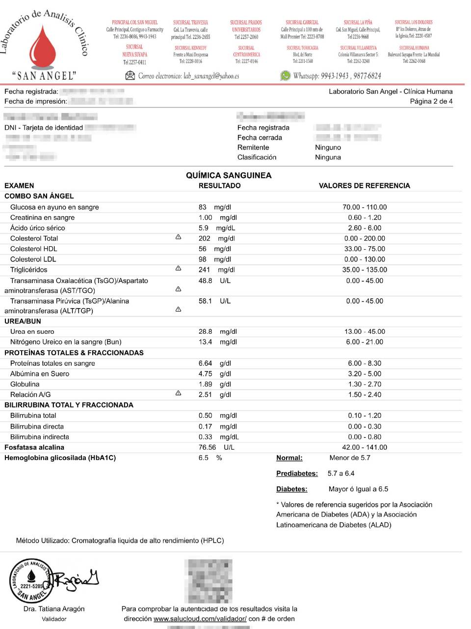 Exámenes de sangre realizados a paciente en laboratorio clínico.