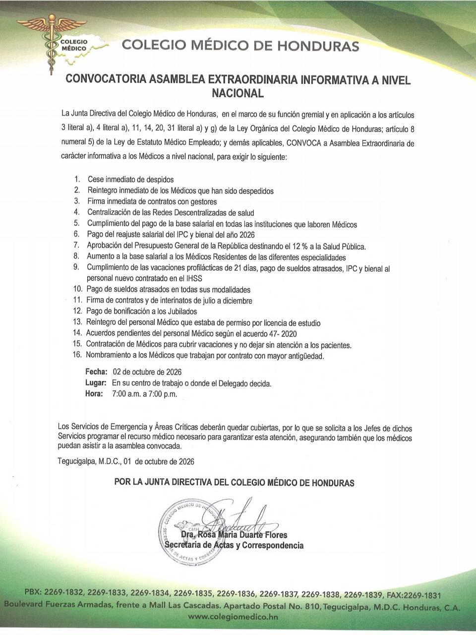 El Colegio Médico convocó a sus afiliados a una nueva jornada de asambleas informativas este viernes 2 de octubre a nivel nacional.