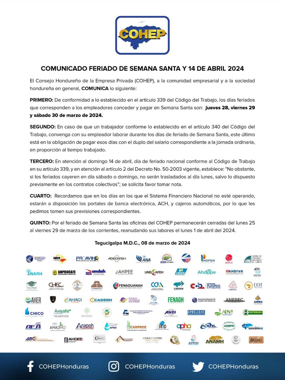 Semana Santa 2024: Días de feriado para trabajadores de la empresa privada