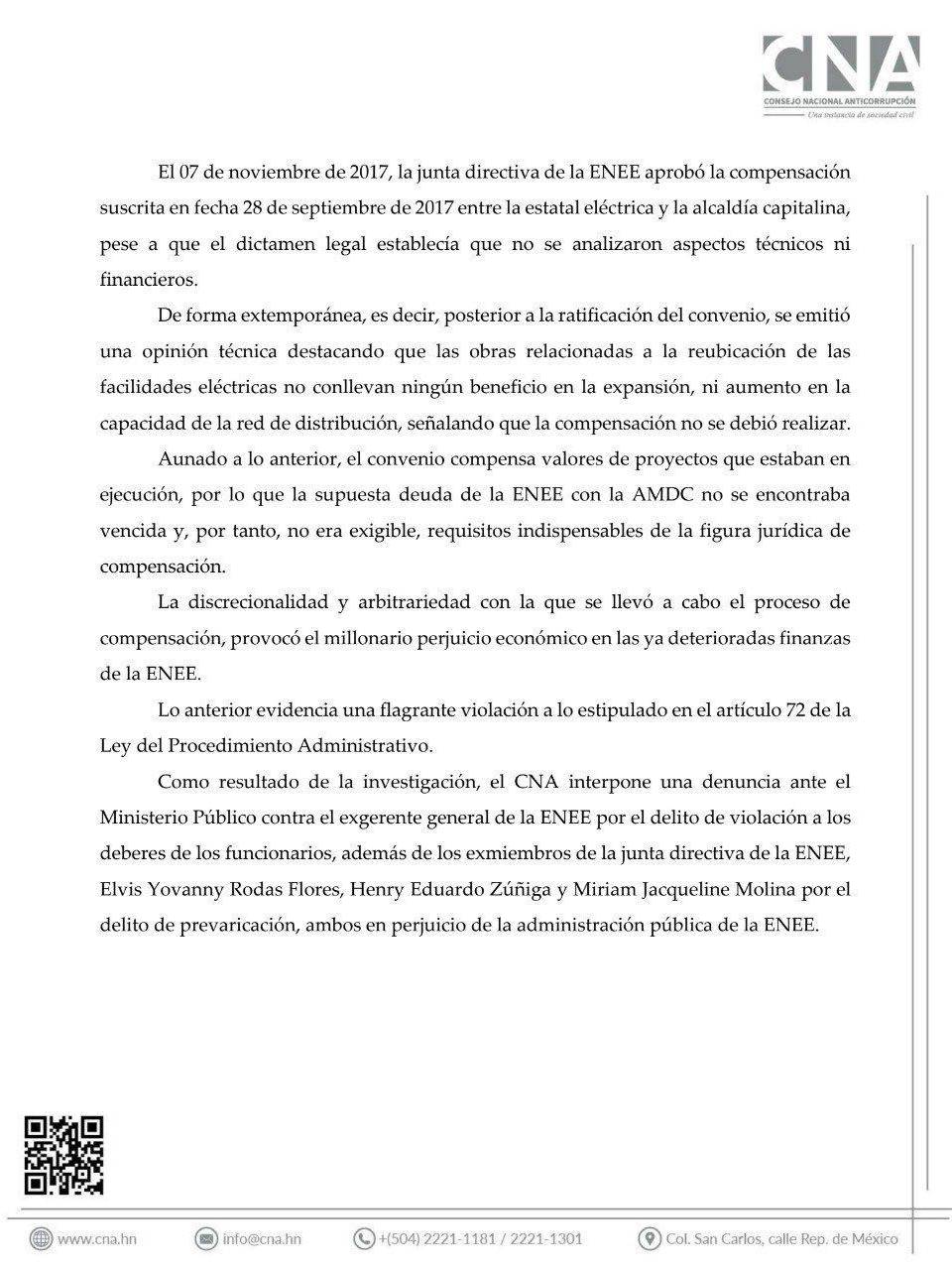 CNA interpone denuncia contra Jesús Mejía y exdirectivos de ENEE por millonario daño económico