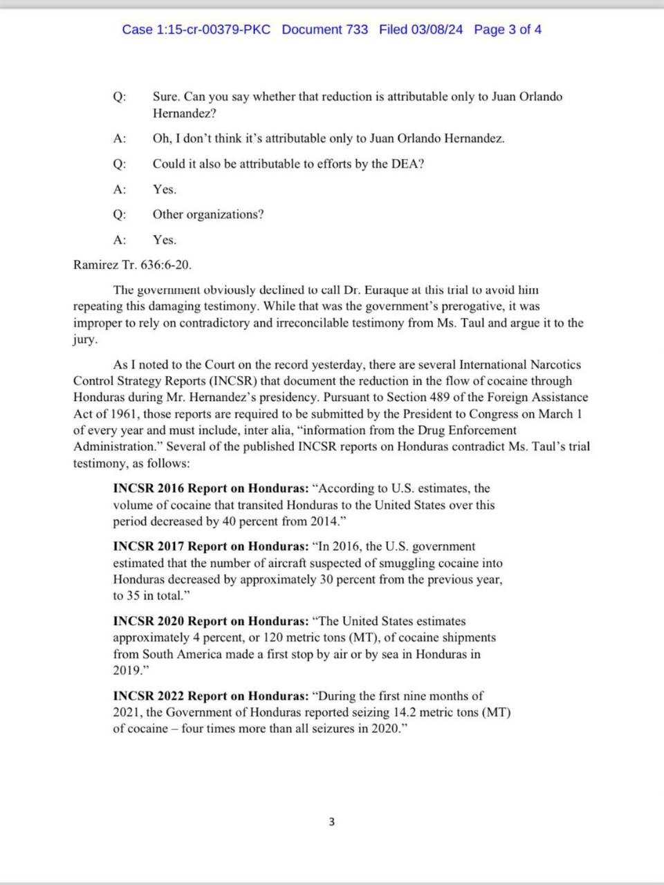 $!Defensa de JOH califica como “falso” testimonio de agente de la DEA y solicita hacer corrección