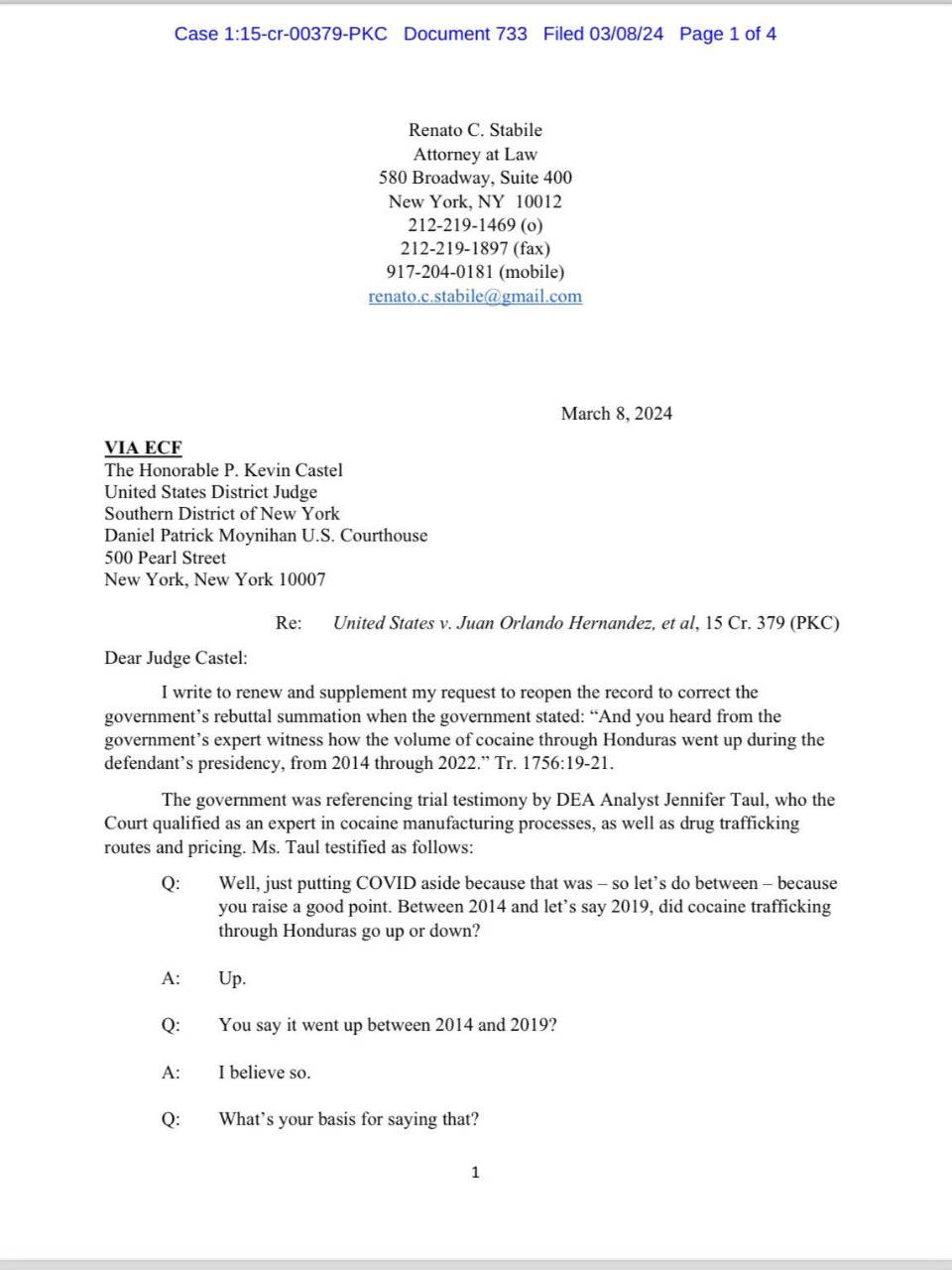 $!Defensa de JOH califica como “falso” testimonio de agente de la DEA y solicita hacer corrección