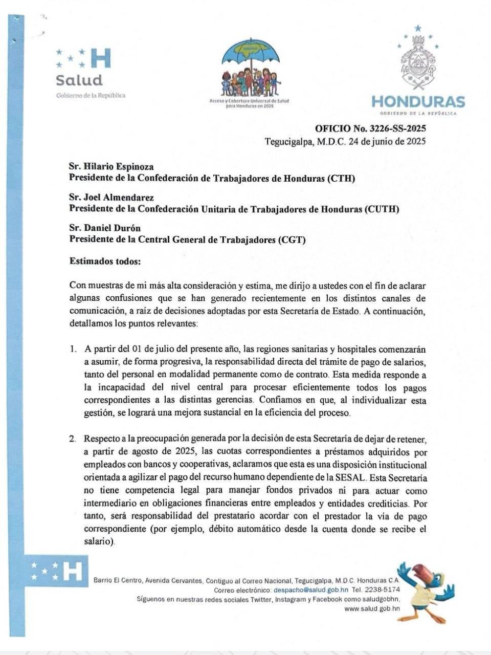 El oficio con las nuevas disposiciones de las Sesal fue dado a conocer el pasado 24 de junio.