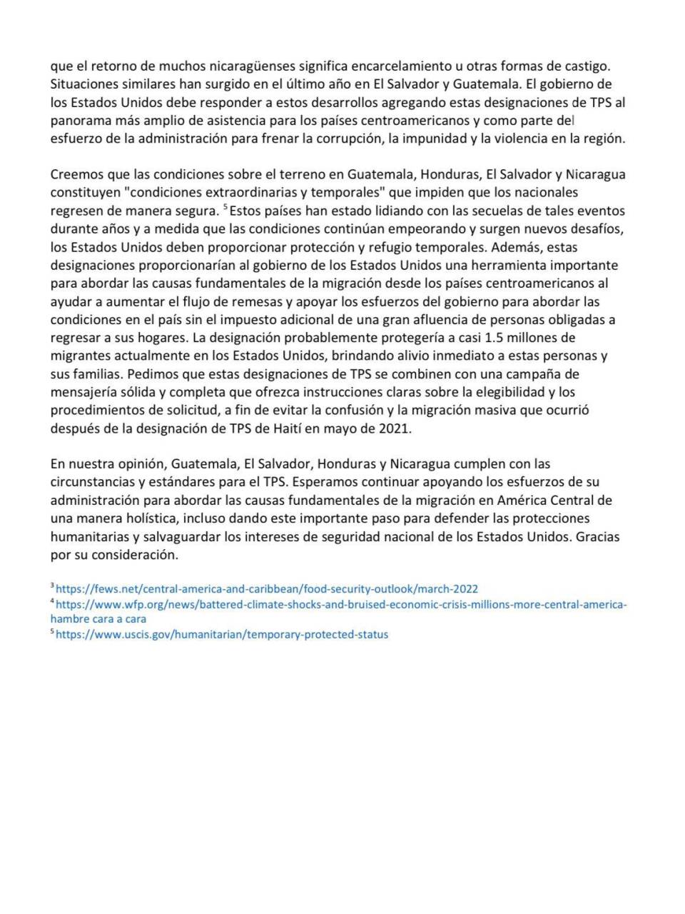 Honduras agradece a congresistas de EEUU por respaldar petición de ampliación de TPS