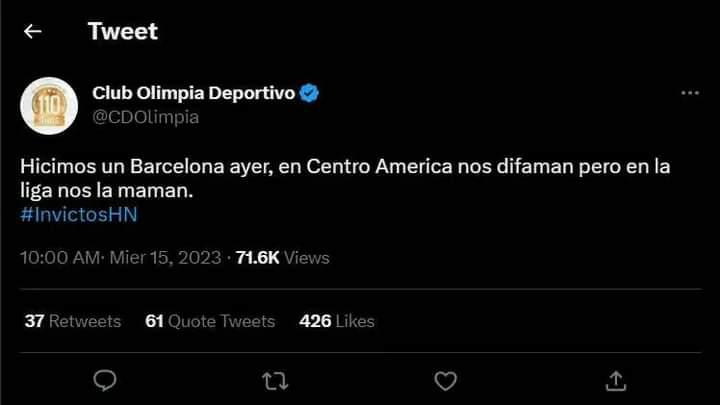 ¿Olimpia publicó en Twitter un mensaje soez tras eliminación en Concacaf? $!¿Olimpia publicó en Twitter un mensaje soez tras eliminación en Concacaf?