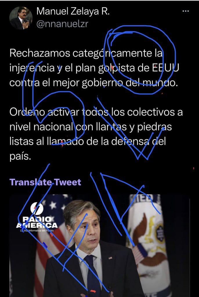¿Expresidente Zelaya ordenó a los colectivos de Libre estar activos con llantas y piedras? $!¿Expresidente Zelaya ordenó a los colectivos de Libre estar activos con llantas y piedras?