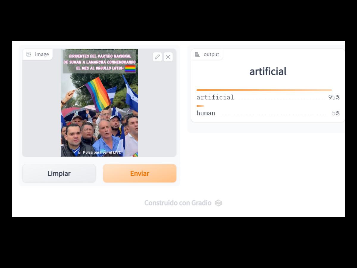 $!Captura de pantalla del resultado obtenido por Hugging Face realizada el 1 de julio de 2024.