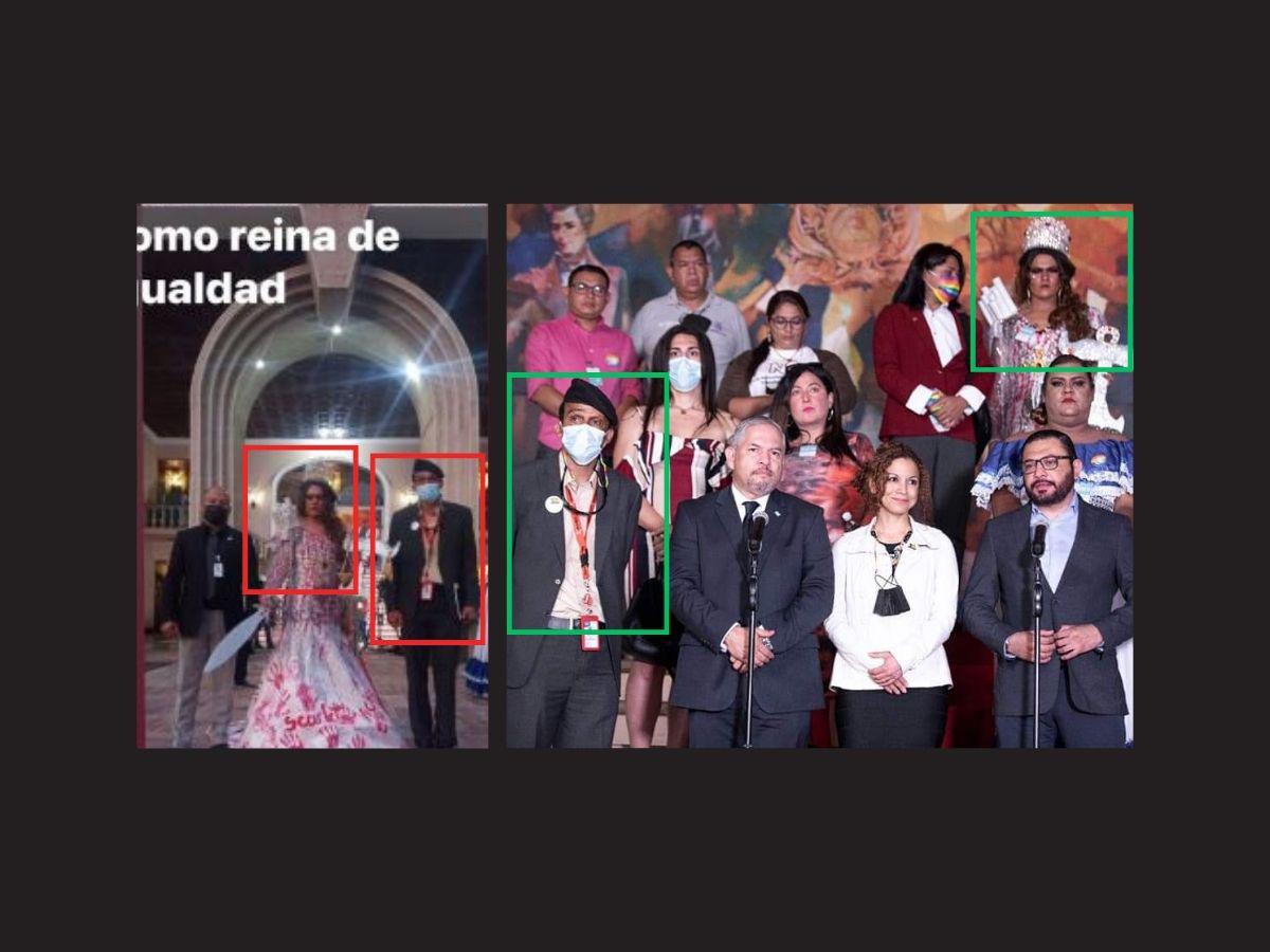 $!A la izquierda, una captura de pantalla a la publicación viral y, a la derecha, una de las fotografías publicadas por la Secretaría de Derechos Humanos en X.
