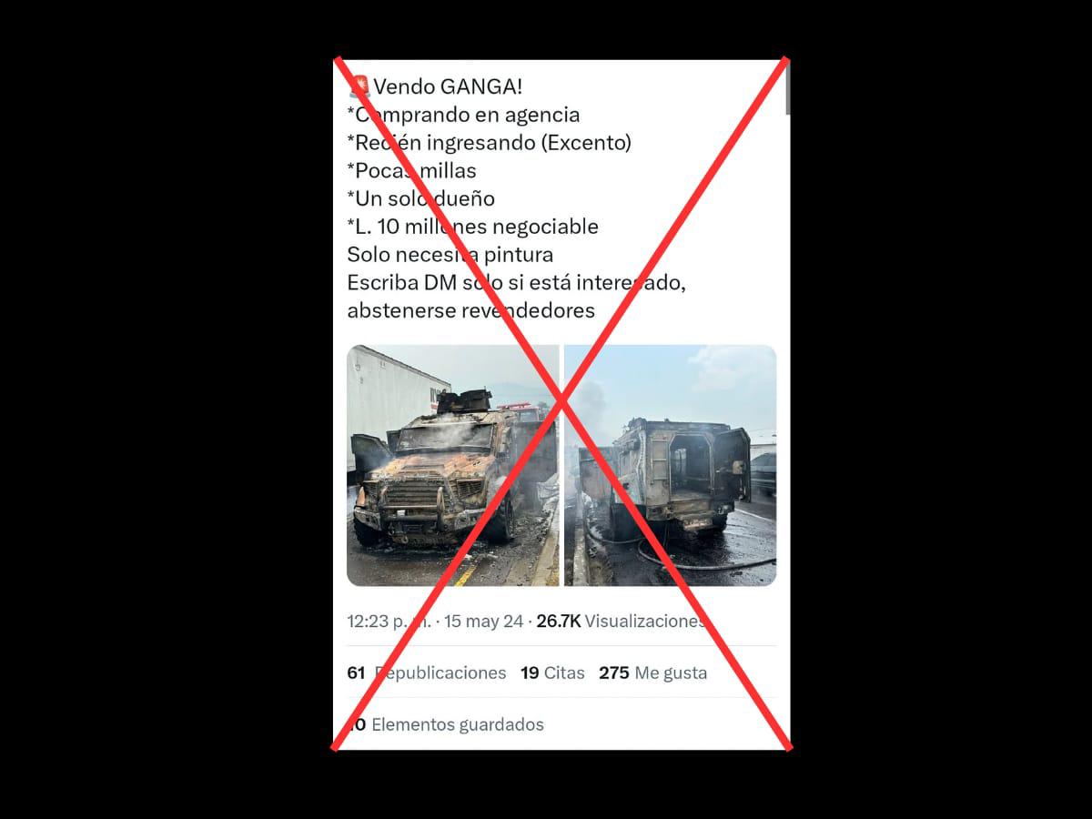 $!Captura de pantalla a una publicación de X realizada el 17 de mayo de 2024.